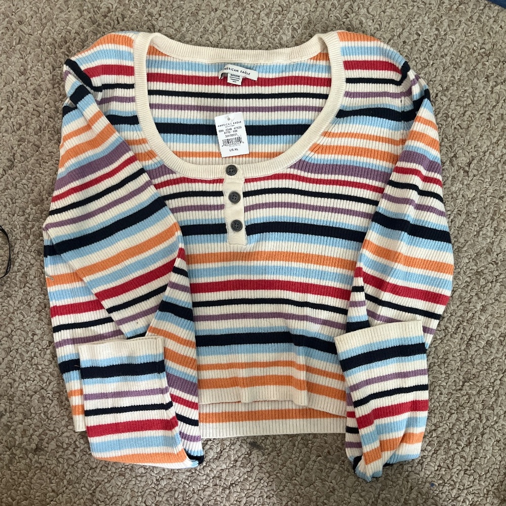 American Eagle Rainbow Crop Sweater